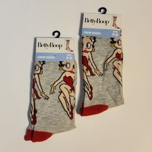 Betty Boop Gray and Red Casual Crew Socks